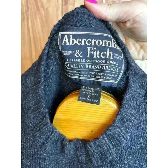 Vintage Abercrombie & Fitch Snowflake Woolblend Men's Sweater Gray Size XL - Picture 3 of 7